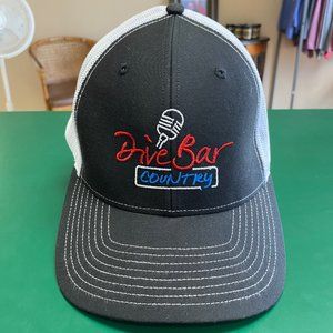 Ball Cap Hat Black Dive Bar Country White Mesh with Snap Back Adjustment